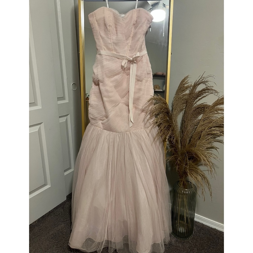 MONIQUE LHUILLIER BRIDESMAID light pink maxi dress